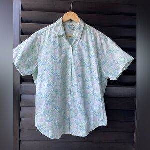 Magellan womens Fishing Shirt Button Down Catfish Print 100% Cotton XXL